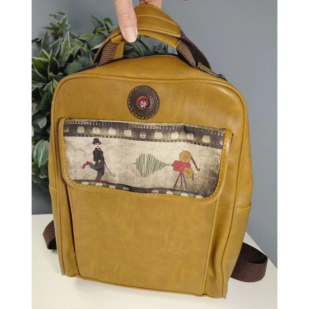Charlie Chaplin Vegan Leather Backpack Excellent